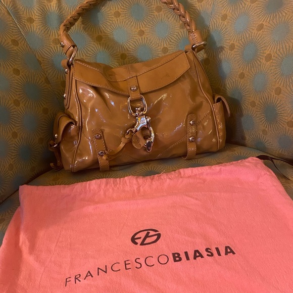 Francesco Biasia Patent Leather Handbag with duster and tags (not attached)